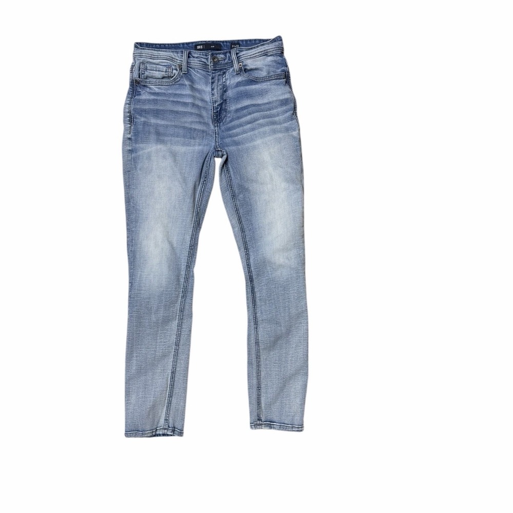 BKE Buckle Alec Jeans Mens 31x32 Straight Light Wash Denim Distressed Whiskered - Picture 9 of 10